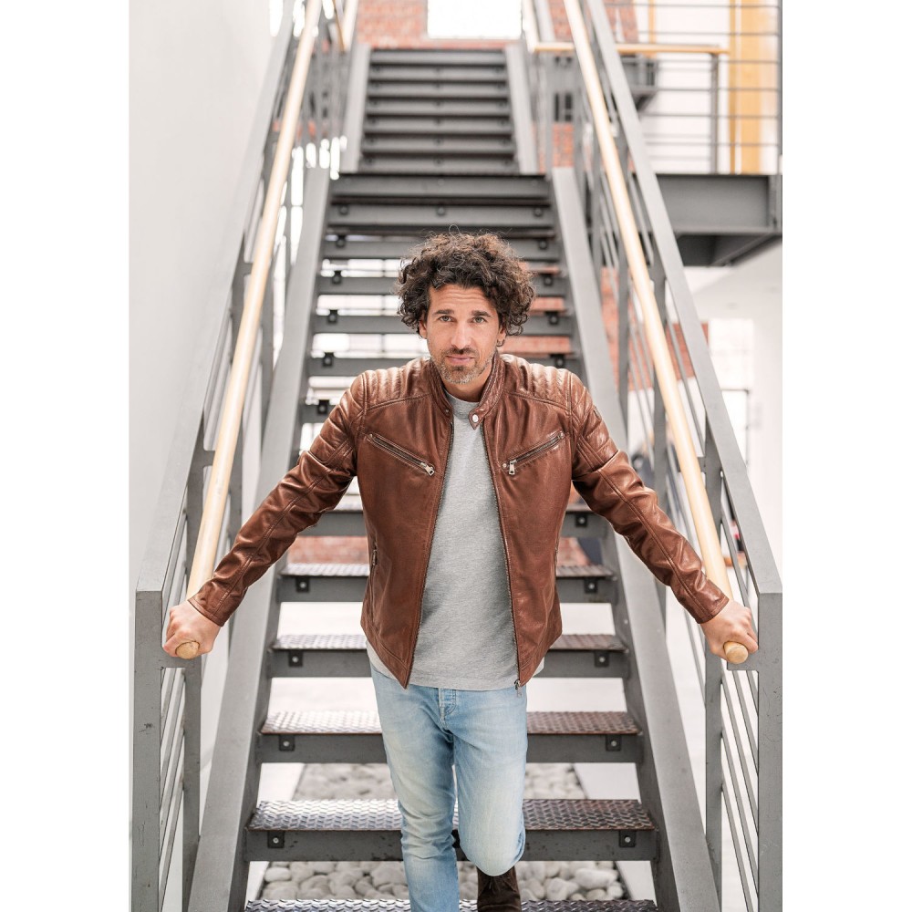 Geaca de Piele Barbati Mauritius Coniac GBDerry – Black Friday