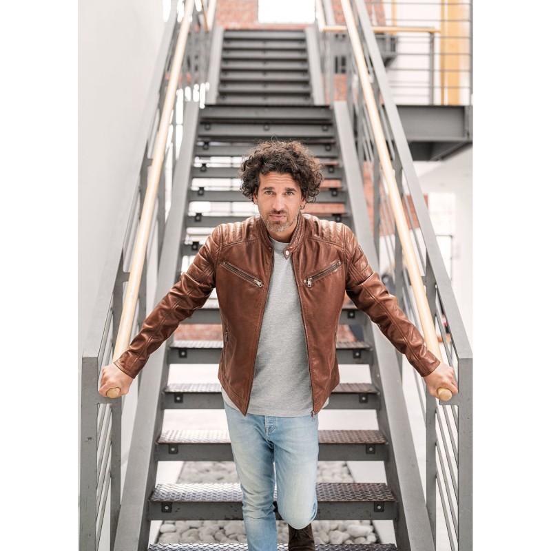 Geaca de Piele Barbati Mauritius Coniac GBDerry – Black Friday