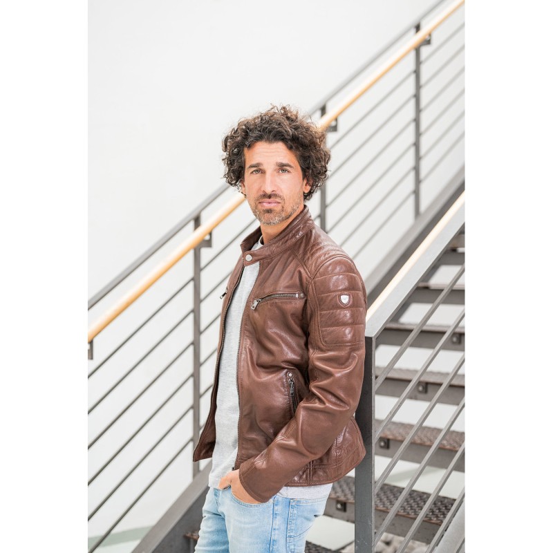 Geaca de Piele Barbati Mauritius Coniac GBDerry – Black Friday