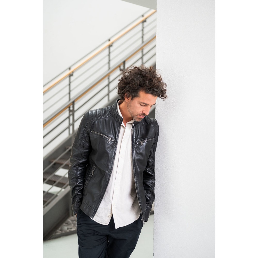 Geaca de Piele Barbati Mauritius Neagra GBDerry – Black Friday Geaca de Piele Barbati Mauritius Neagra GBDerry – Black Friday