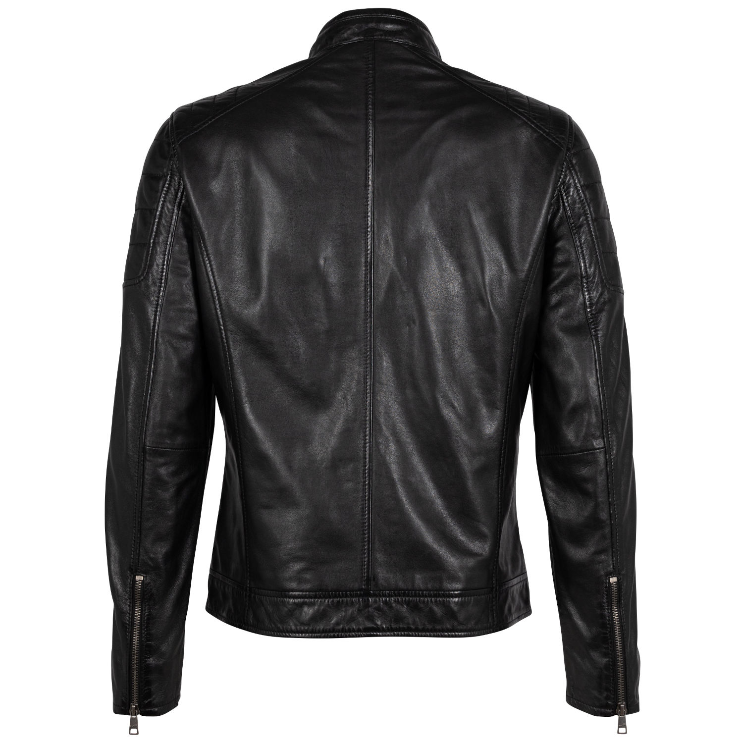 geaca de piele barbati mauritius gbderry neagra model biker