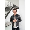 geaca de piele barbati mauritius gbderry neagra model biker