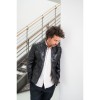 geaca de piele barbati mauritius gbderry neagra model biker