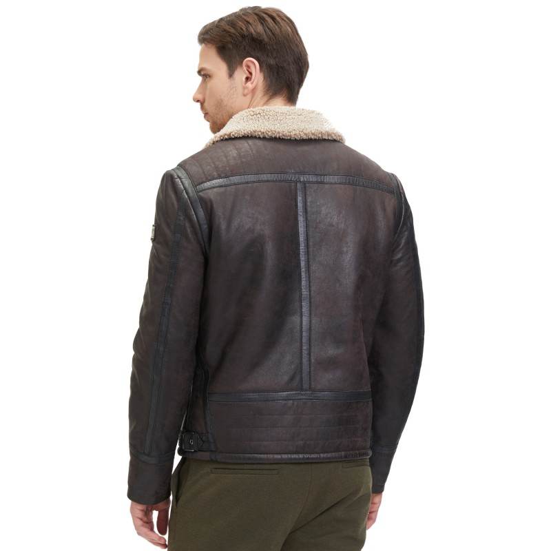Geaca de Iarna din Piele Barbati Mauritius Maro Inchis GMAnchorage – Geci de Piele