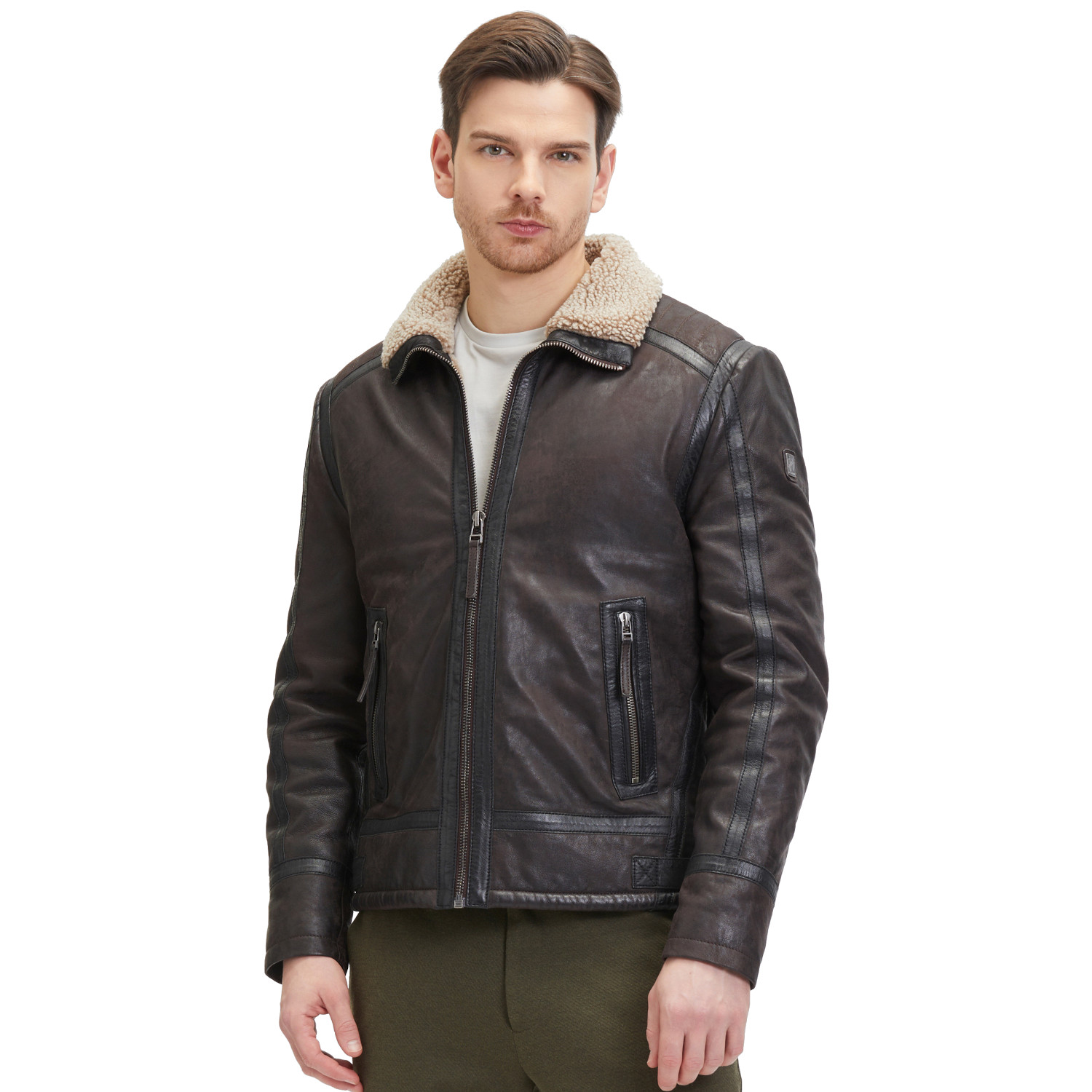 Geaca de Iarna din Piele Barbati Mauritius Maro Inchis GMAnchorage – Geci de Piele