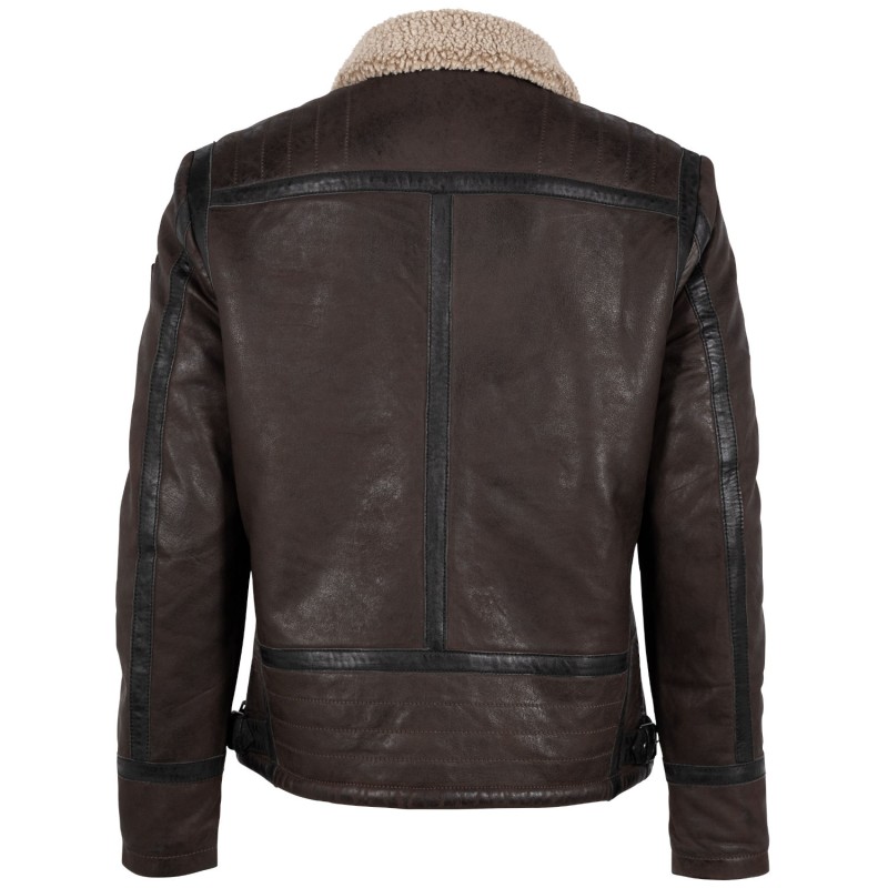 Geaca de Iarna din Piele Barbati Mauritius Maro Inchis GMAnchorage – Geci de Piele