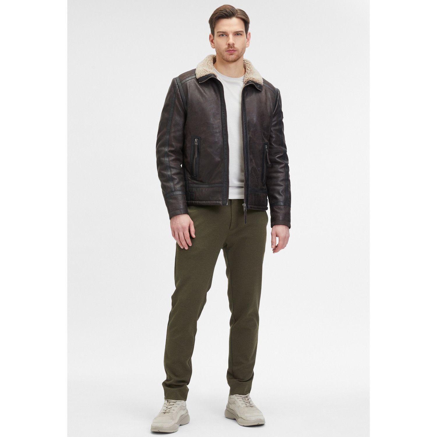 Geaca de Iarna din Piele Barbati Mauritius Maro Inchis GMAnchorage – Geci de Piele