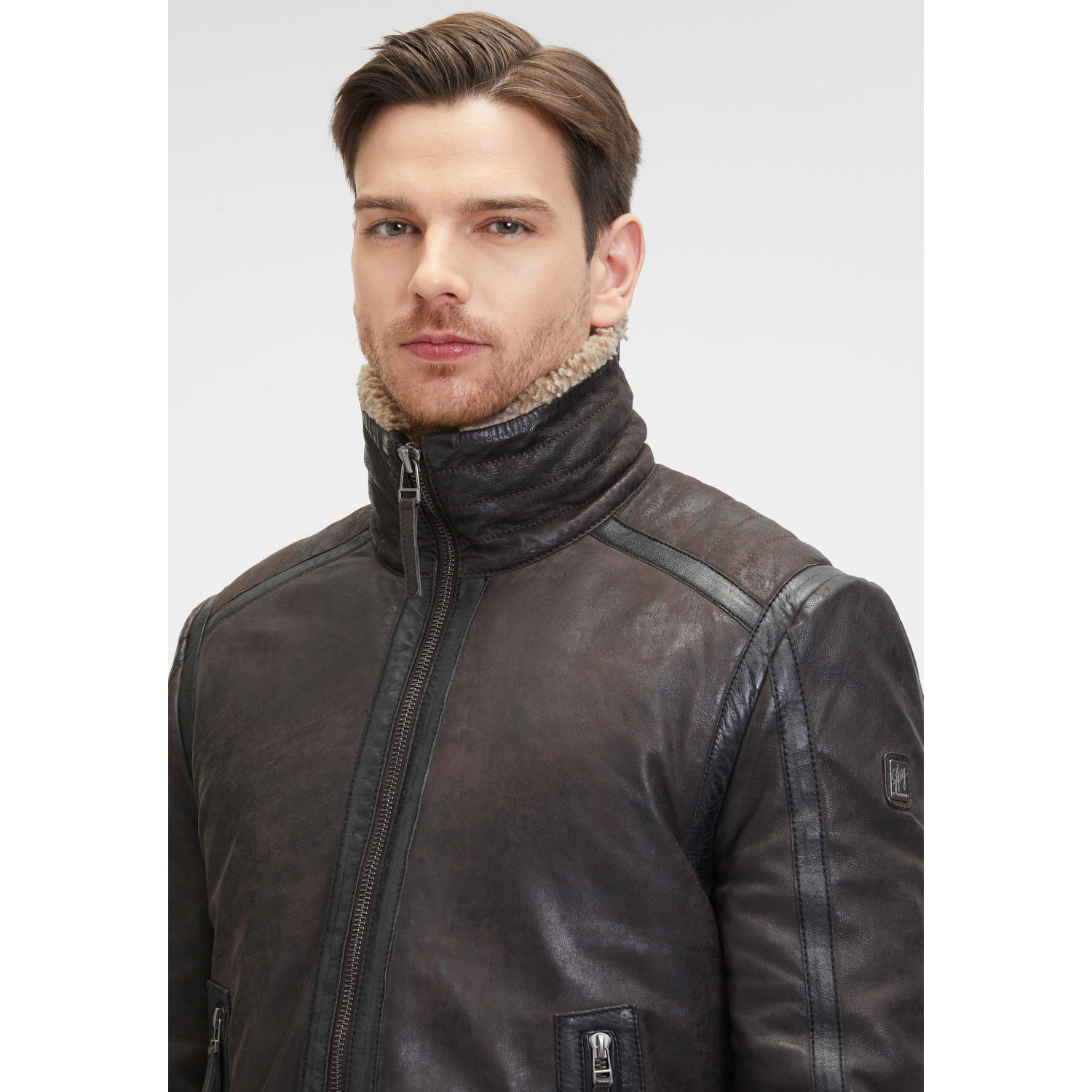 Geaca de Iarna din Piele Barbati Mauritius Maro Inchis GMAnchorage – Geci de Piele