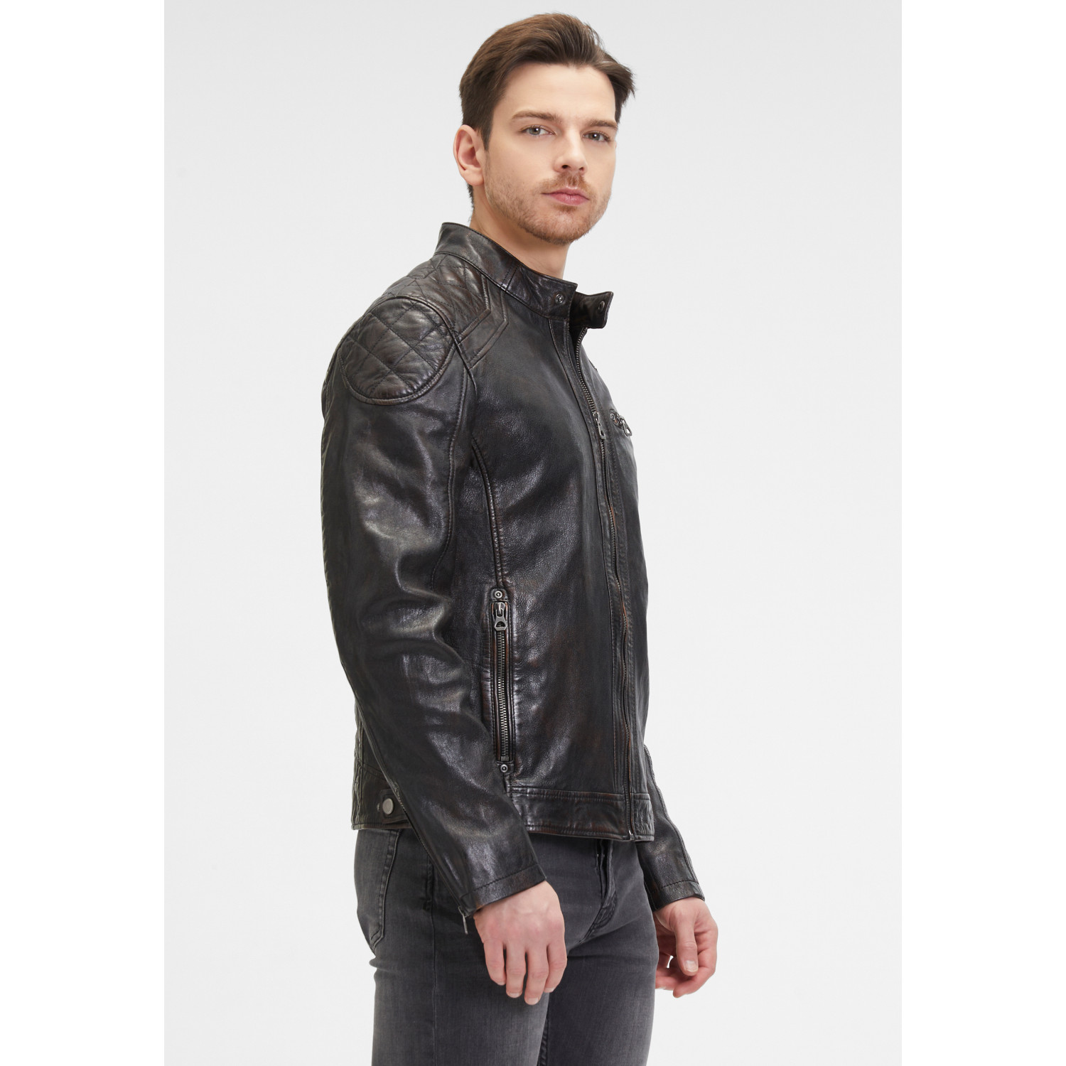 Geaca de Piele Barbati Mauritius Maro Antic GMArrian – Black Friday