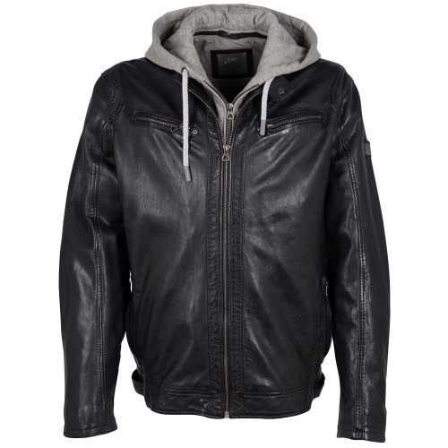 Geaca de Piele Barbati Mauritius Negru/Bleumarin GMBraeden