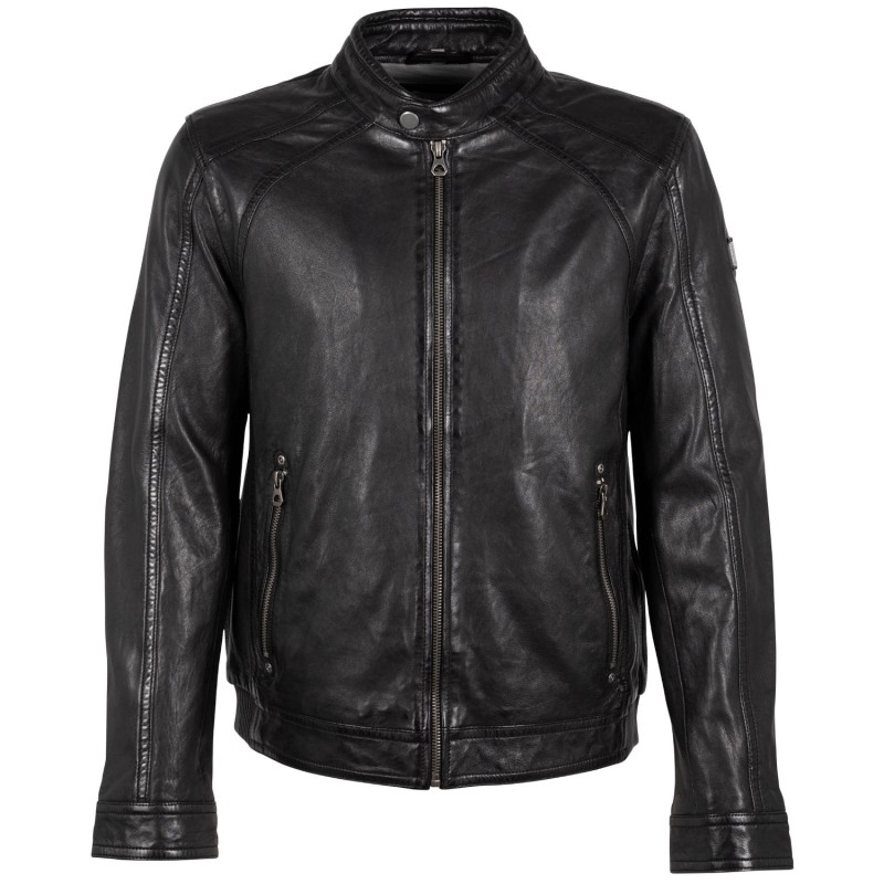 Geaca de Piele Barbati Mauritius Neagra GMBreston – Geci de Piele