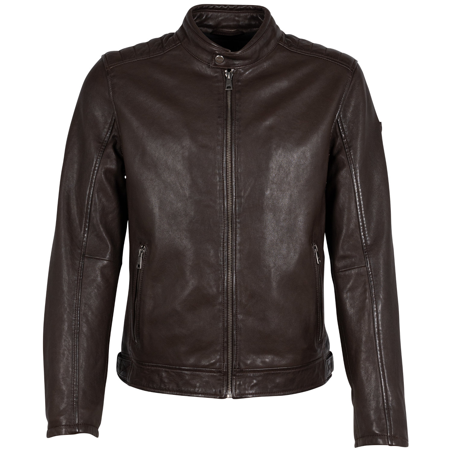 geaca de piele barbati mauritius maro inchis gmbrody regular fit