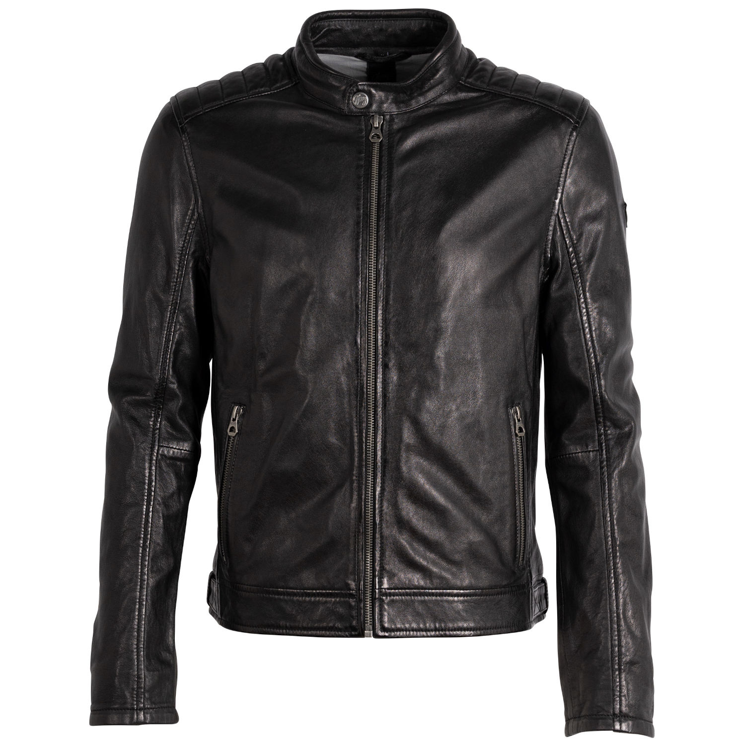 geaca piele biker mauritius gmbrody neagra detalii umeri