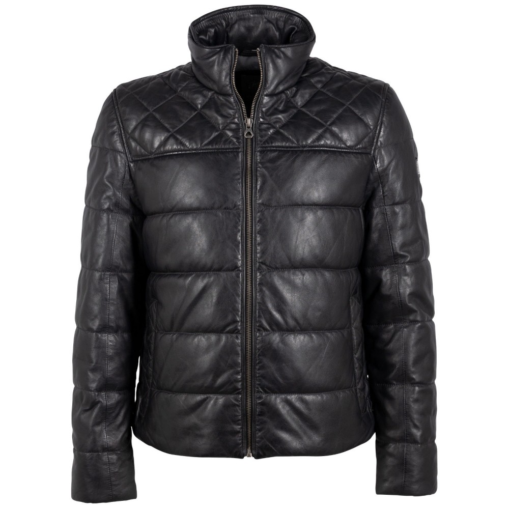 Geaca de Piele Barbati Mauritius Negru/Bleumarin GMCraigh Geaca de Piele Barbati Mauritius Negru/Bleumarin GMCraigh - readytowear.ro