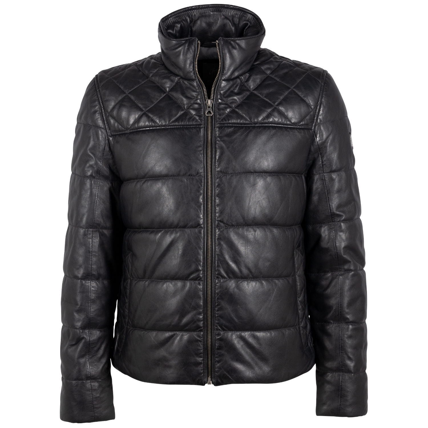 Geaca de Piele Barbati Mauritius Negru/Bleumarin GMCraigh – Black Friday