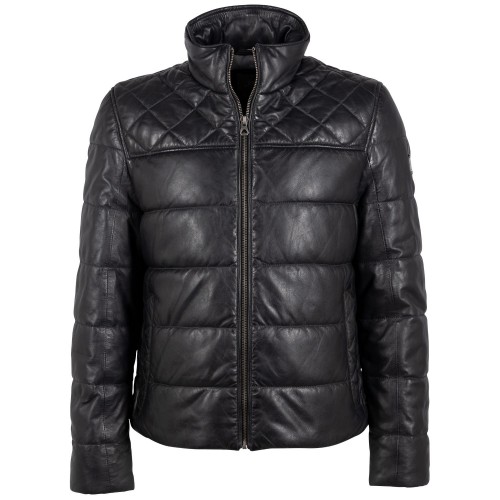 Geaca de Piele Barbati Mauritius Negru/Bleumarin GMCraigh