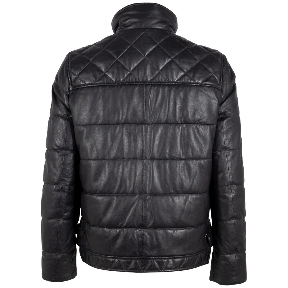 Geaca de Piele Barbati Mauritius Negru/Bleumarin GMCraigh Geaca de Piele Barbati Mauritius Negru/Bleumarin GMCraigh - readytowear.ro