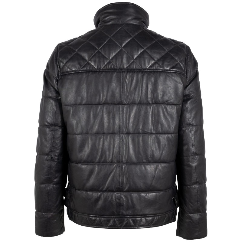 Geaca de Piele Barbati Mauritius Negru/Bleumarin GMCraigh – Black Friday