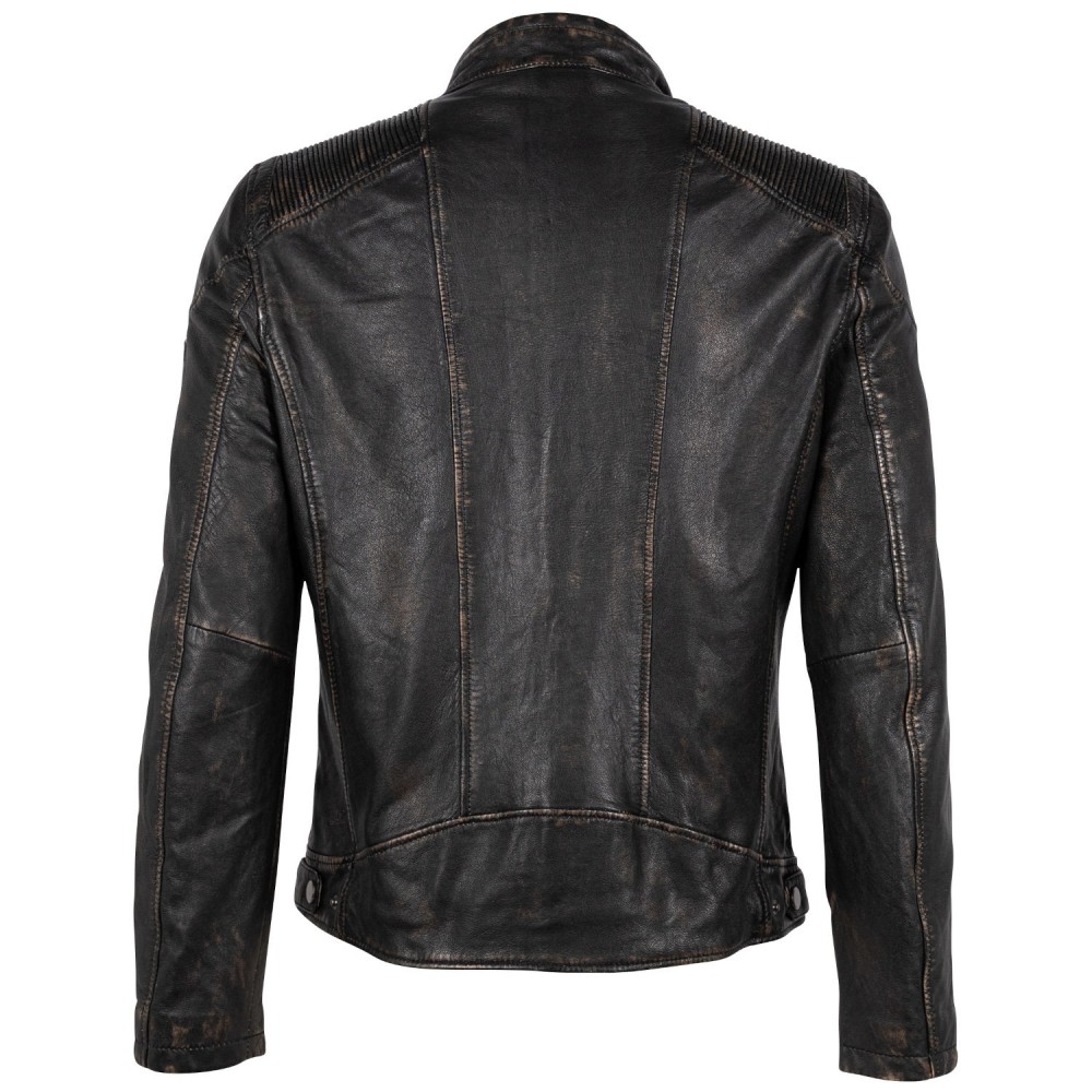 Geaca de Piele Barbati Mauritius Negru/Bej GMDerran 2 – Black Friday