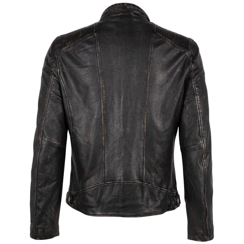 Geaca de Piele Barbati Mauritius Negru/Bej GMDerran 2 – Black Friday