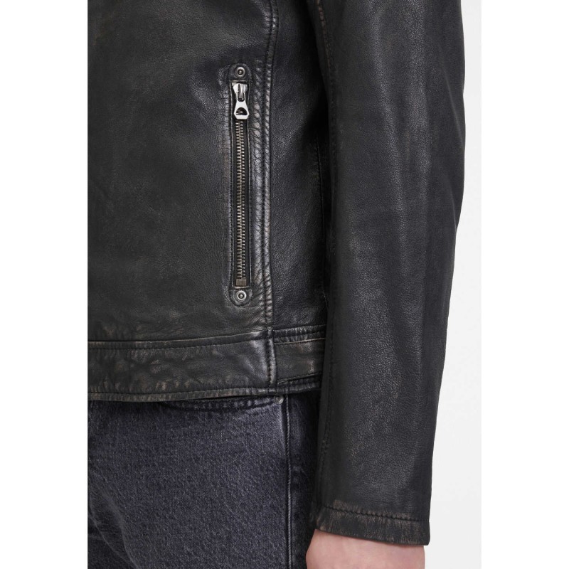 Geaca de Piele Barbati Mauritius Negru/Bej GMDerran 2 – Black Friday