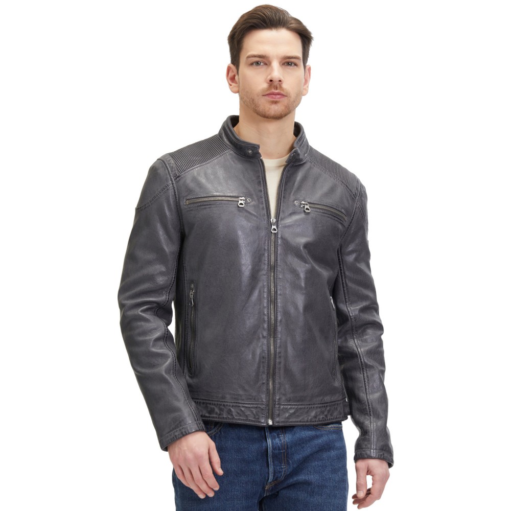 Geaca de Piele Barbati Mauritius Antracit GMDerran Geaca de Piele Barbati Mauritius Antracit GMDerran - readytowear.ro