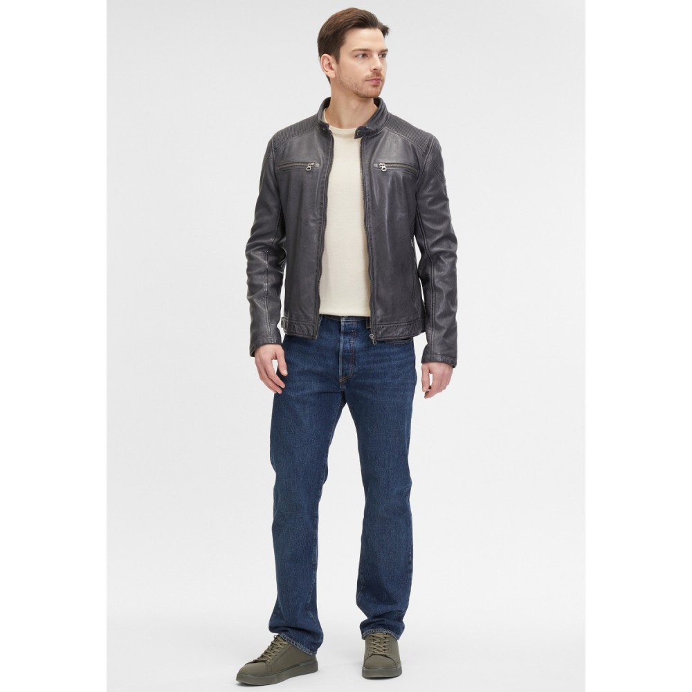 Geaca de Piele Barbati Mauritius Antracit GMDerran Geaca de Piele Barbati Mauritius Antracit GMDerran - readytowear.ro