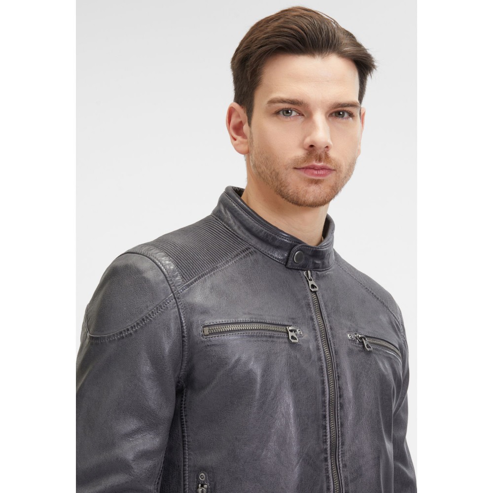 Geaca de Piele Barbati Mauritius Antracit GMDerran Geaca de Piele Barbati Mauritius Antracit GMDerran - readytowear.ro