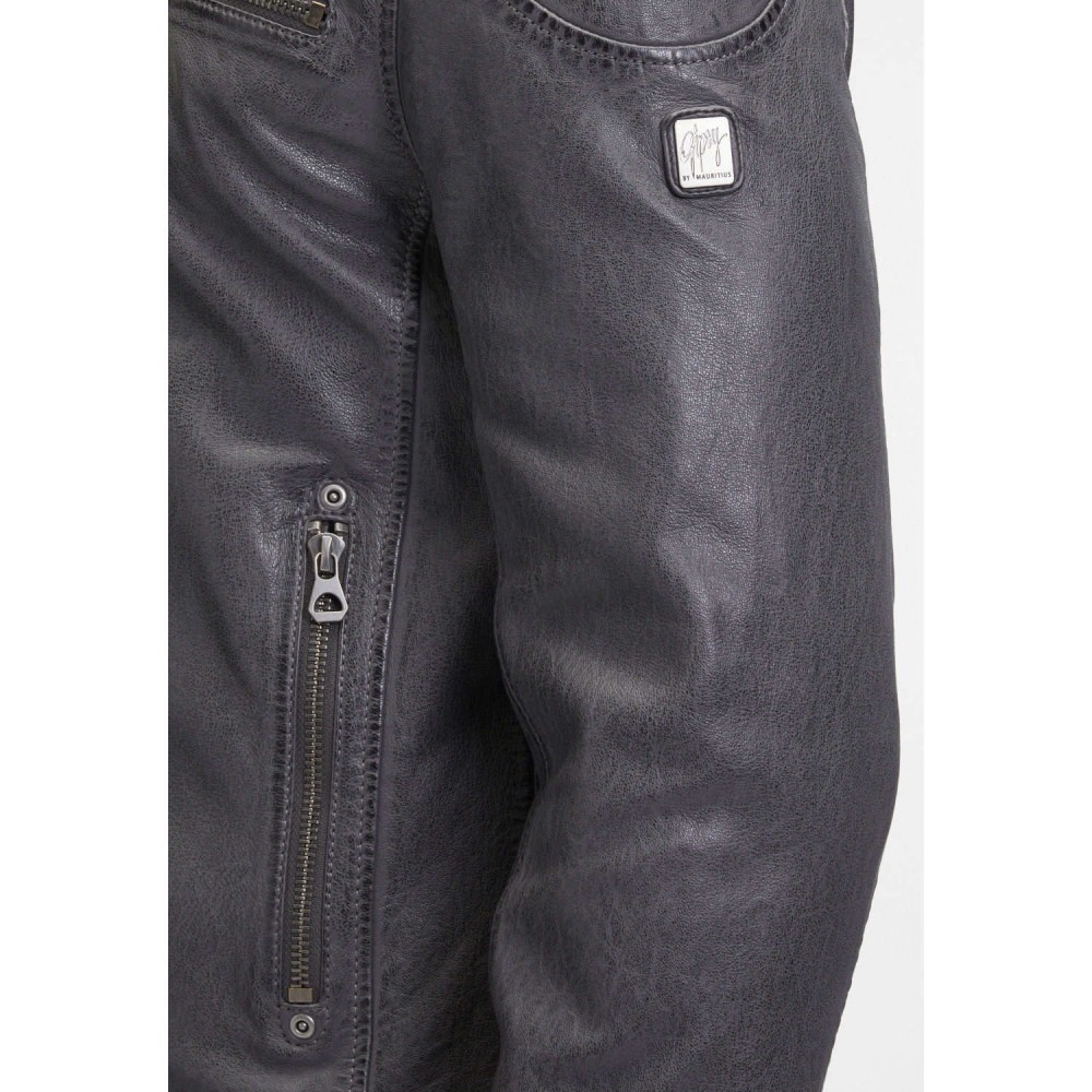 Geaca de Piele Barbati Mauritius Antracit GMDerran Geaca de Piele Barbati Mauritius Antracit GMDerran - readytowear.ro