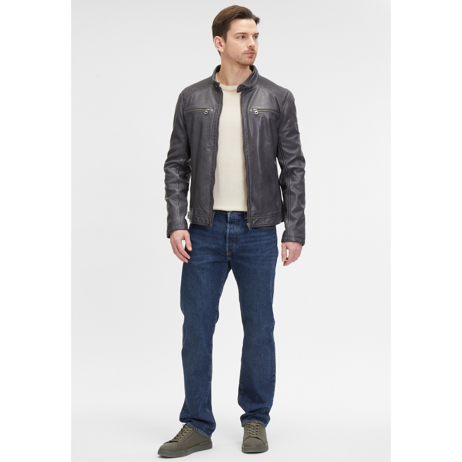 Geaca de Piele Barbati Mauritius Antracit GMDerran – Geci de Piele