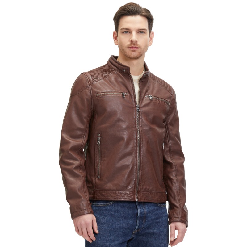 Geaca de Piele Barbati Mauritius Castanie GMDerran – Geci de Piele