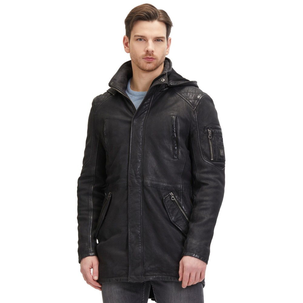 Geaca Lunga de Piele Barbati Mauritius Antracit Inchis GMElio Geaca Lunga de Piele Barbati Mauritius Antracit Inchis GMElio - readytowear.ro