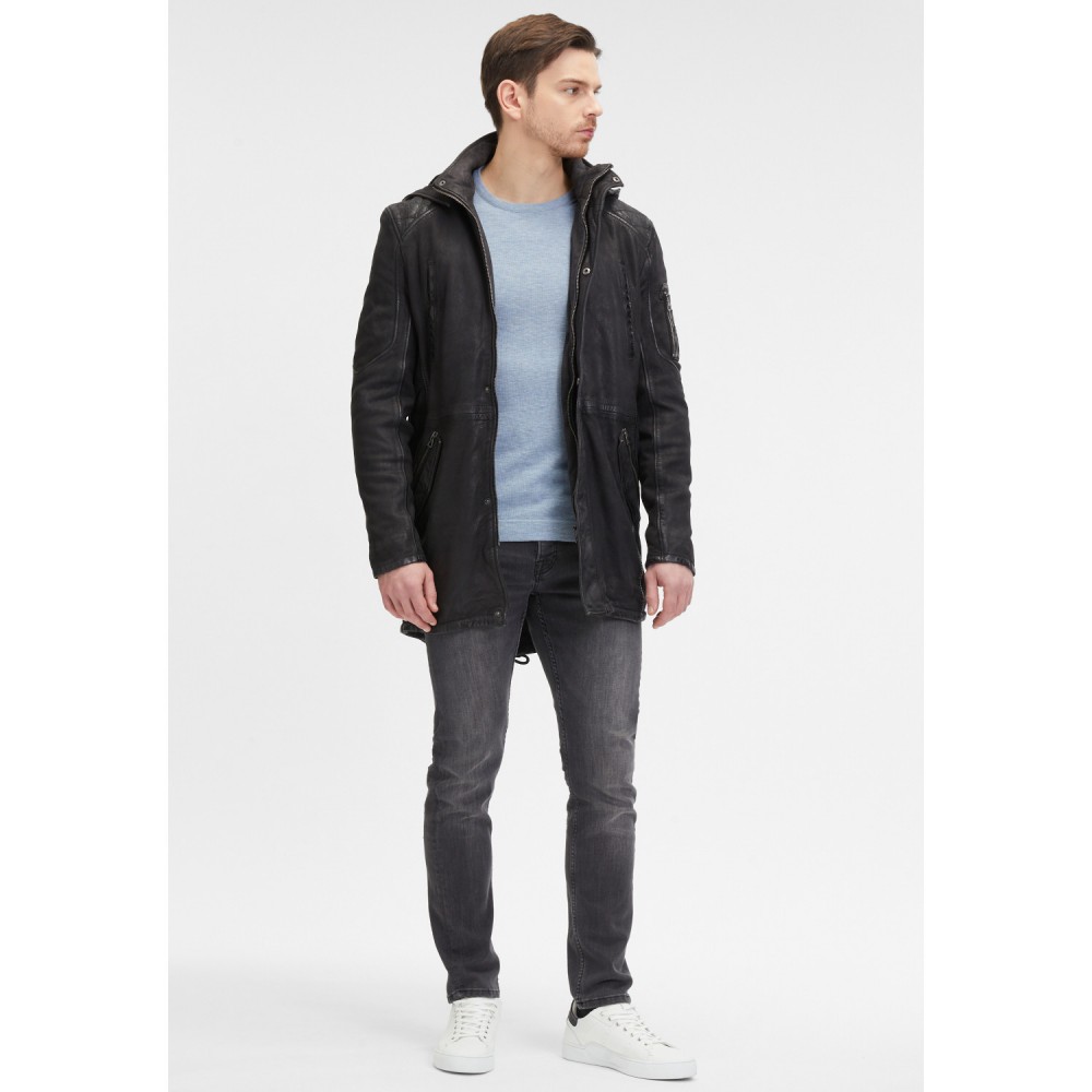 Geaca Lunga de Piele Barbati Mauritius Antracit Inchis GMElio Geaca Lunga de Piele Barbati Mauritius Antracit Inchis GMElio - readytowear.ro