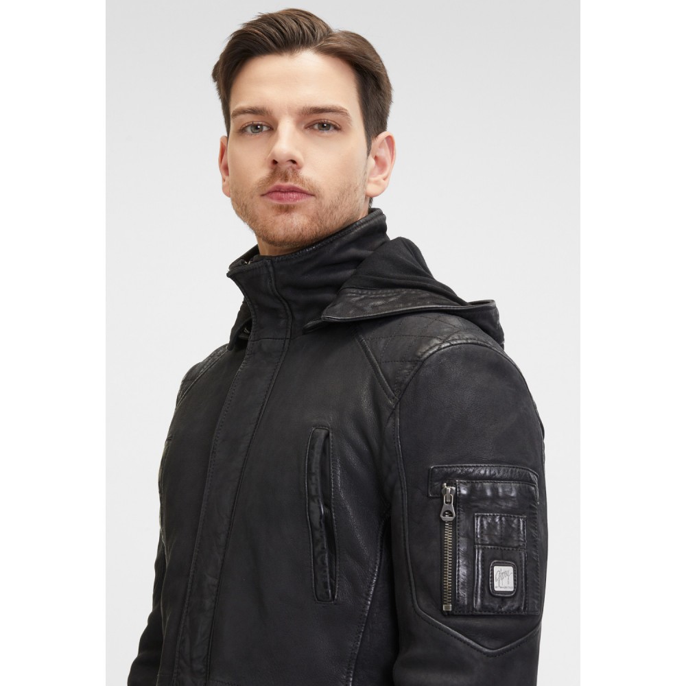 Geaca Lunga de Piele Barbati Mauritius Antracit Inchis GMElio Geaca Lunga de Piele Barbati Mauritius Antracit Inchis GMElio - readytowear.ro