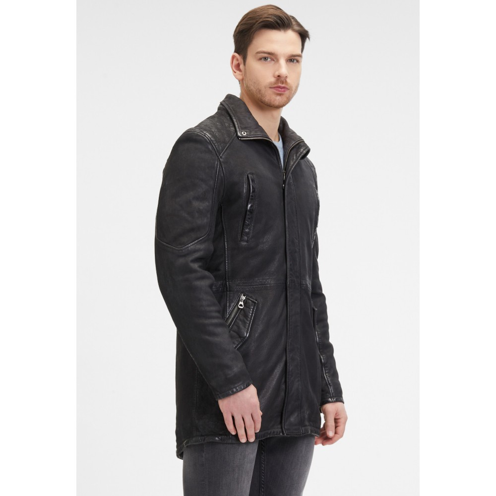 Geaca Lunga de Piele Barbati Mauritius Antracit Inchis GMElio Geaca Lunga de Piele Barbati Mauritius Antracit Inchis GMElio - readytowear.ro