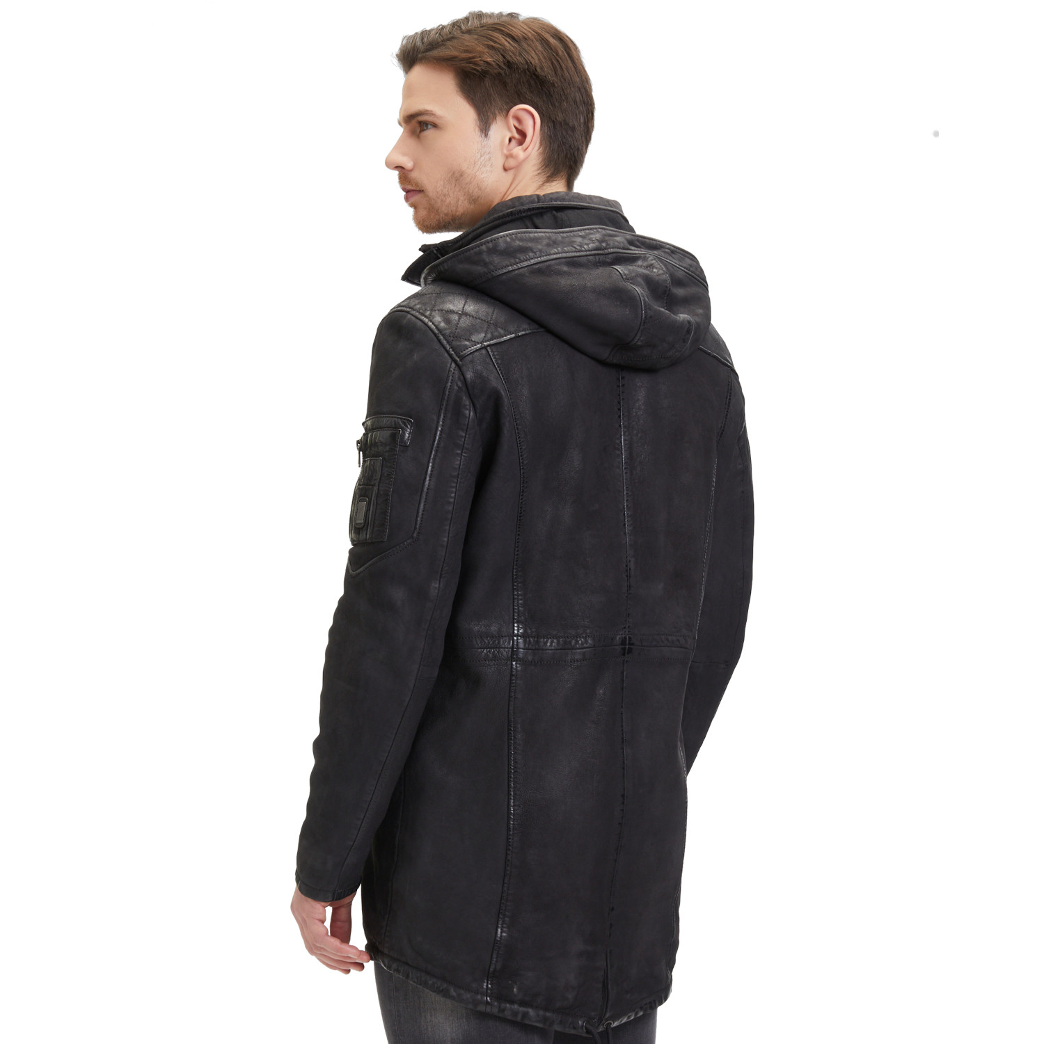 Geaca Lunga de Piele Barbati Mauritius Antracit Inchis GMElio – Black Friday