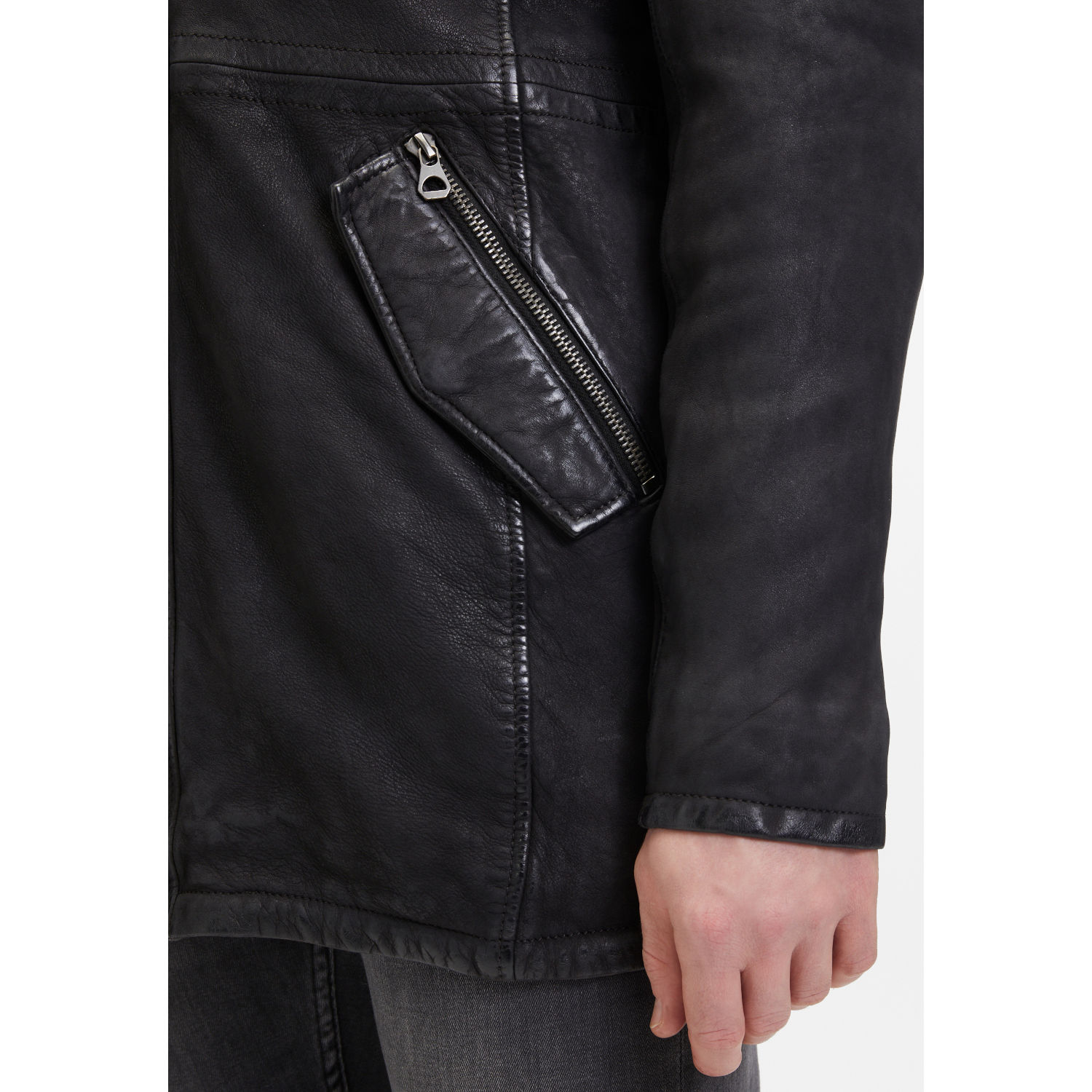 Geaca Lunga de Piele Barbati Mauritius Antracit Inchis GMElio – Black Friday