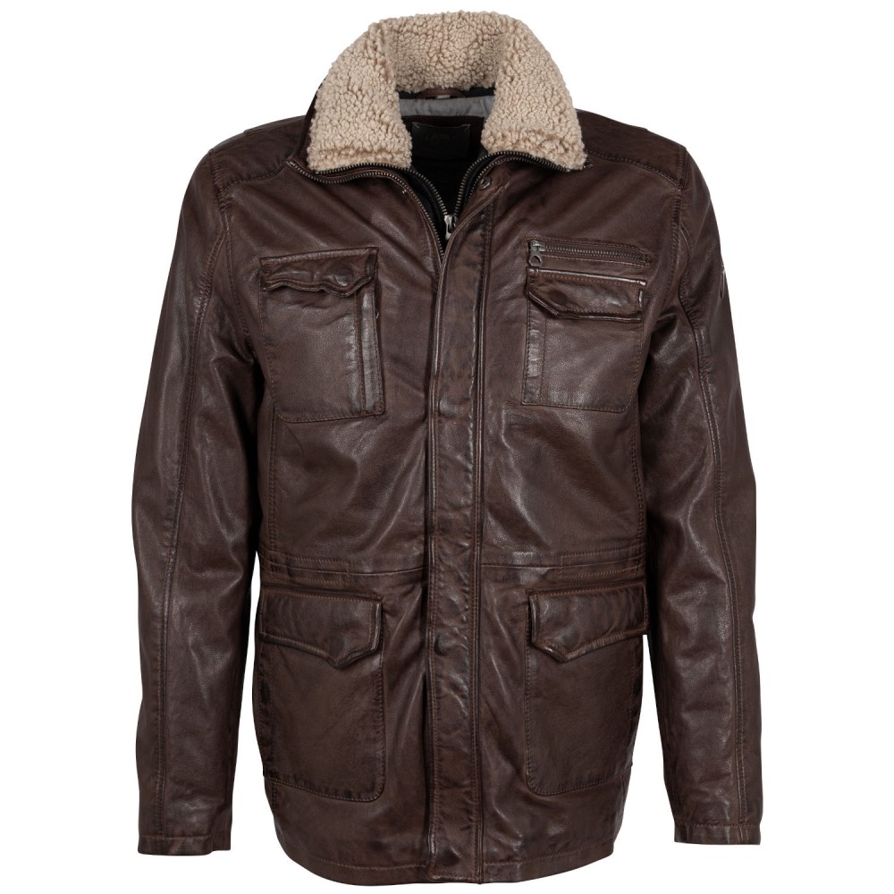 Geaca de Piele Barbati Mauritius Castanie GMJaeff Geaca de Piele Barbati Mauritius Castanie GMJaeff - readytowear.ro