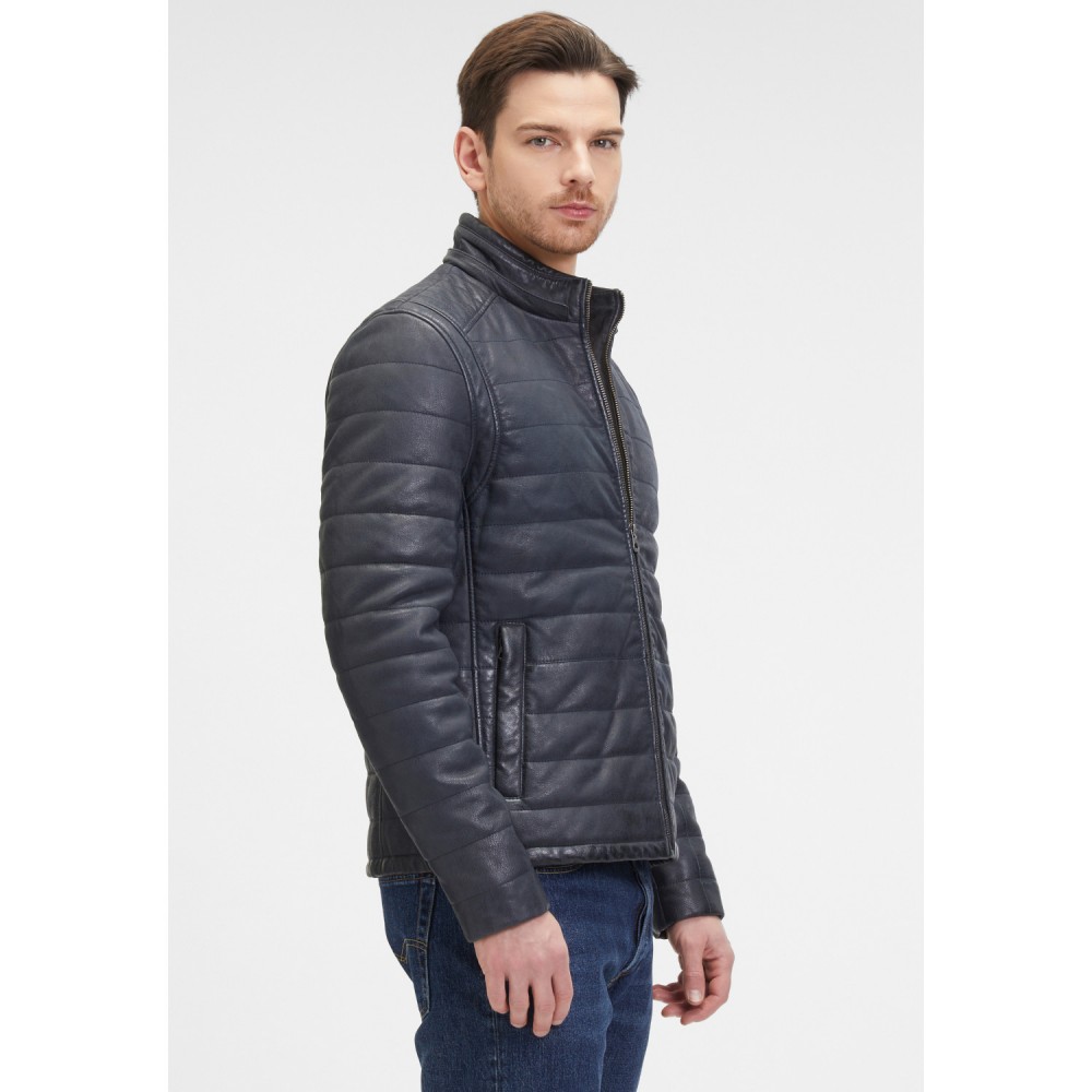 Geaca de Piele Barbati Mauritius Albastru Inchis GMLyman Geaca de Piele Barbati Mauritius Albastru Inchis GMLyman - readytowear.ro