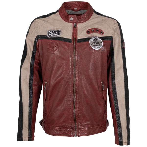 Geaca de Piele Barbati Mauritius Rosu Inchis GMNigel