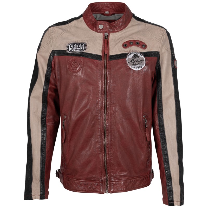 Geaca de Piele Barbati Mauritius Rosu Inchis GMNigel – Black Friday