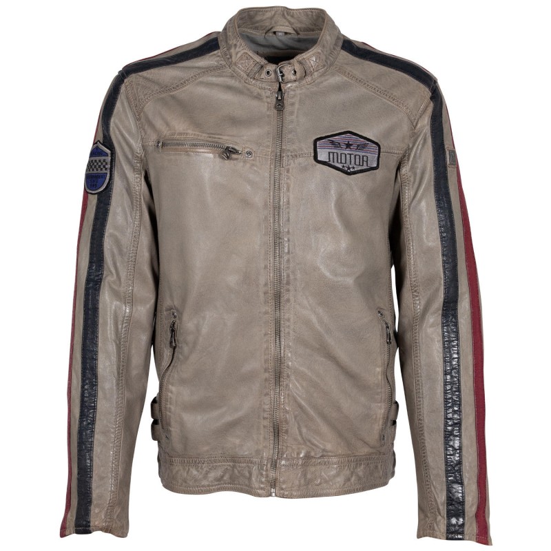 Geaca de Piele Barbati Mauritius Gri GMRalley – Geci de Piele