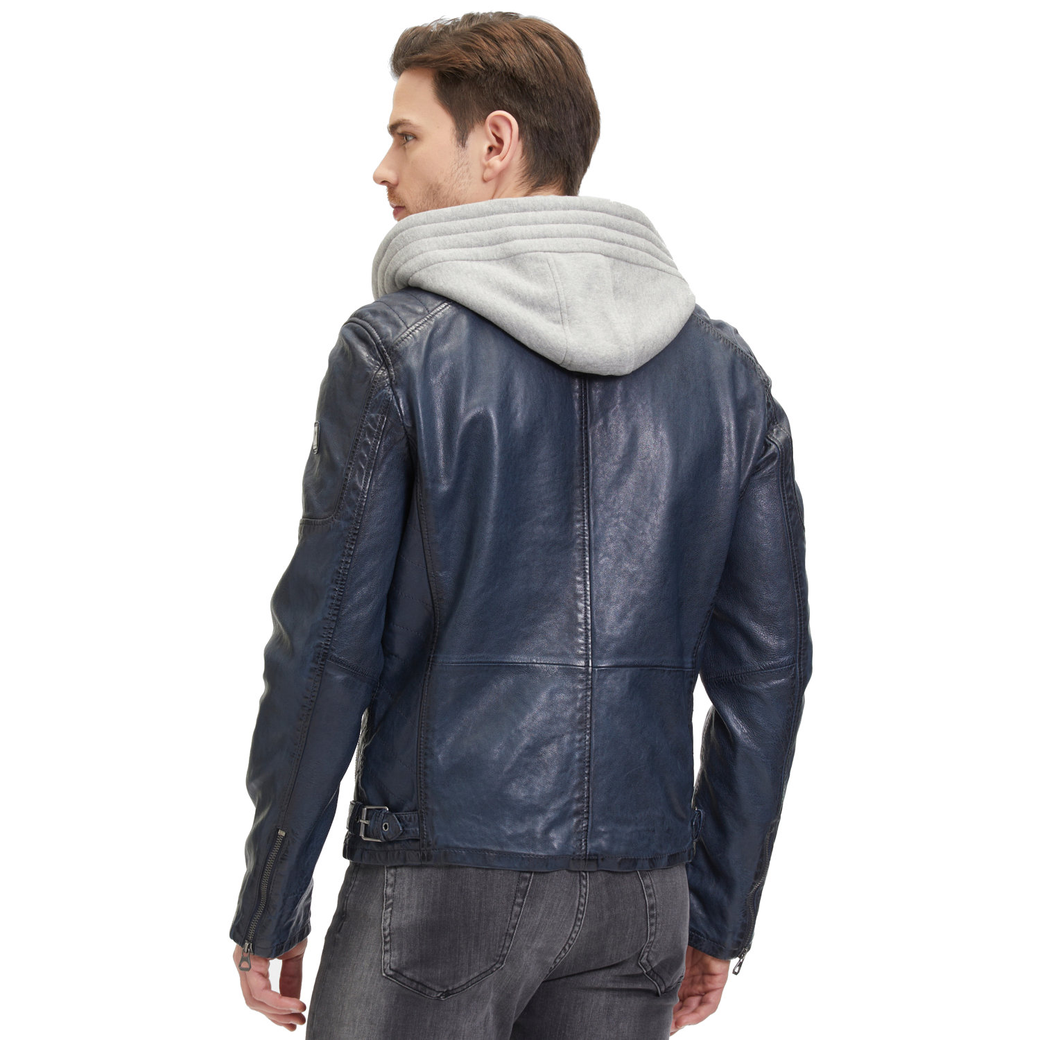 Geaca de Piele Barbati Mauritius Albastru Inchis GMRayco – Geci de Piele