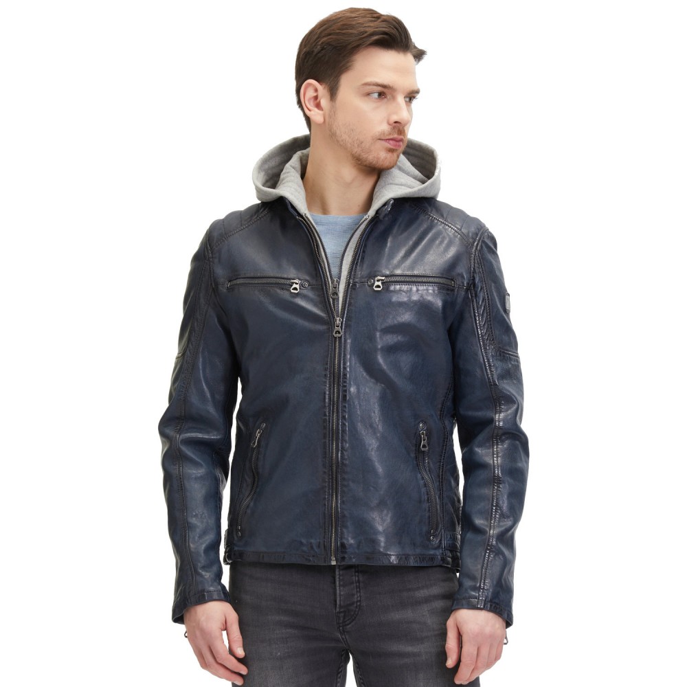 Geaca de Piele Barbati Mauritius Albastru Inchis GMRayco Geaca de Piele Barbati Mauritius Albastru Inchis GMRayco - readytowear.ro