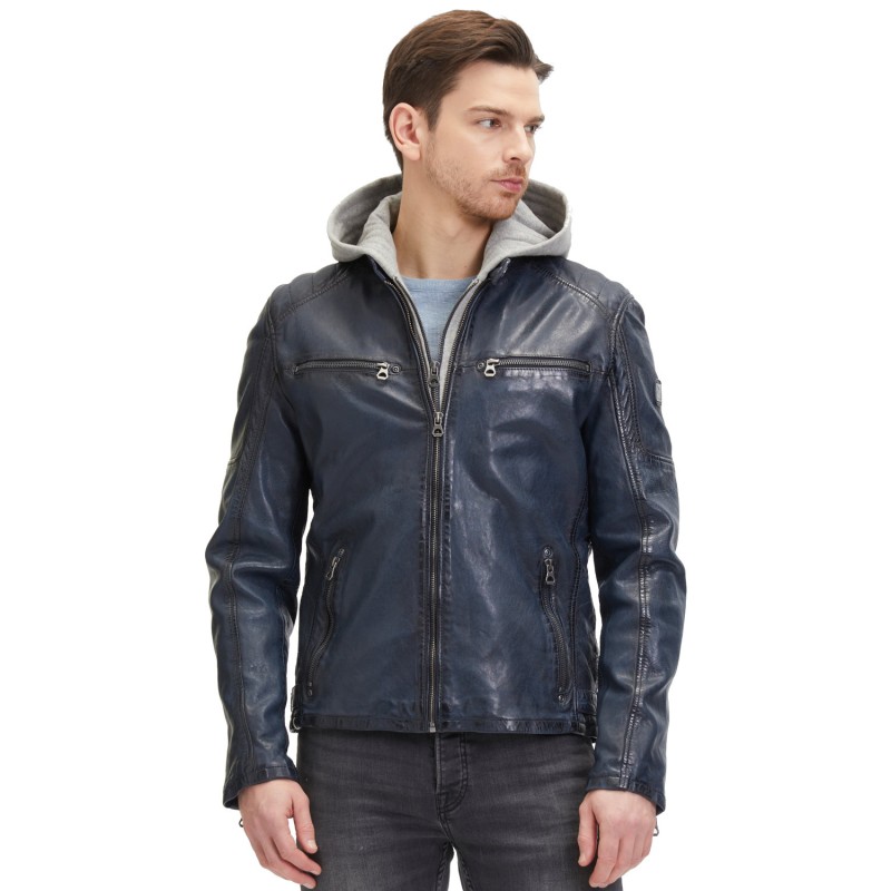 Geaca de Piele Barbati Mauritius Albastru Inchis GMRayco – Geci de Piele