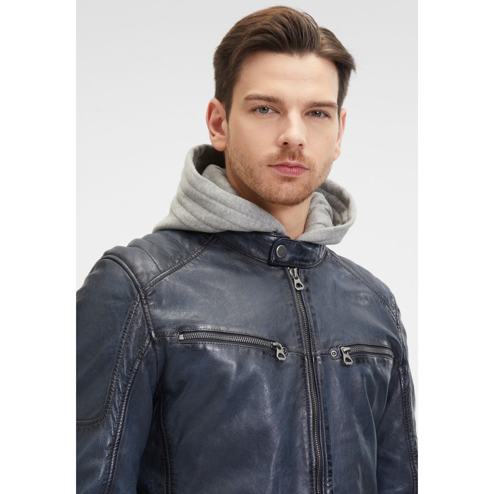 Geaca de Piele Barbati Mauritius Albastru Inchis GMRayco Geaca de Piele Barbati Mauritius Albastru Inchis GMRayco - readytowear.ro
