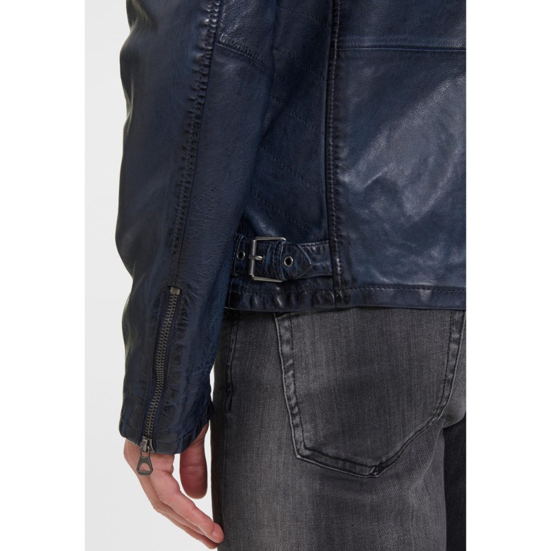 Geaca de Piele Barbati Mauritius Albastru Inchis GMRayco – Geci de Piele