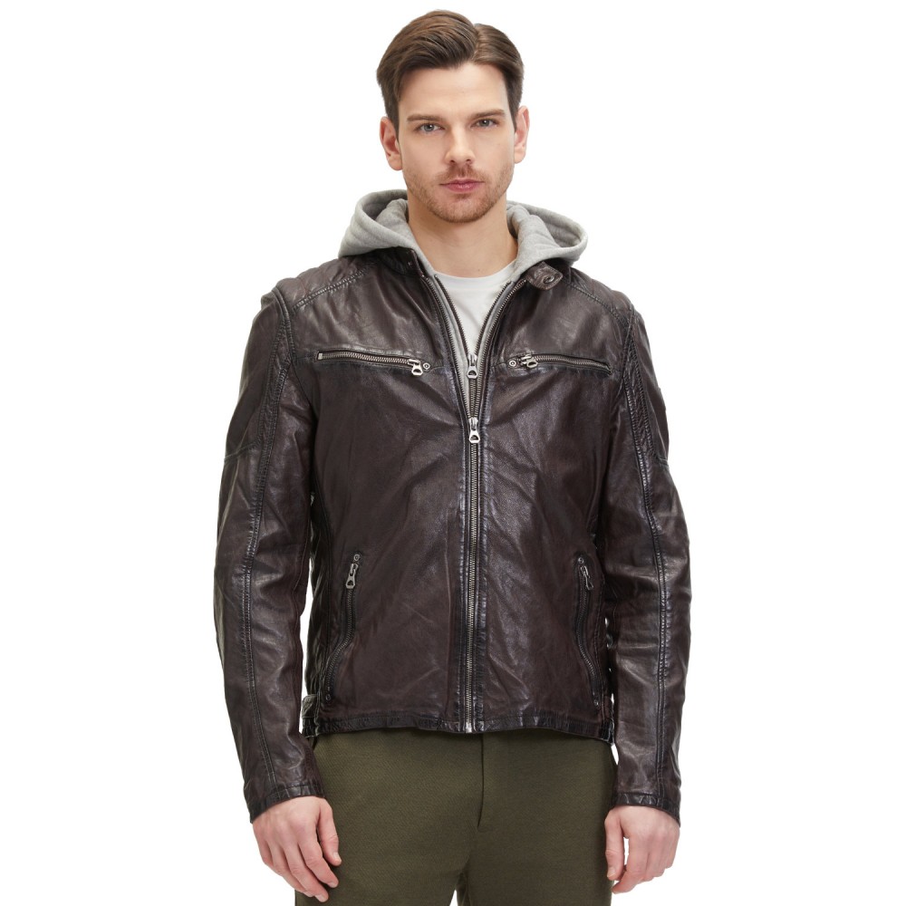 Geaca de Piele Barbati Mauritius Castanie GMRayco Geaca de Piele Barbati Mauritius Castanie GMRayco - readytowear.ro