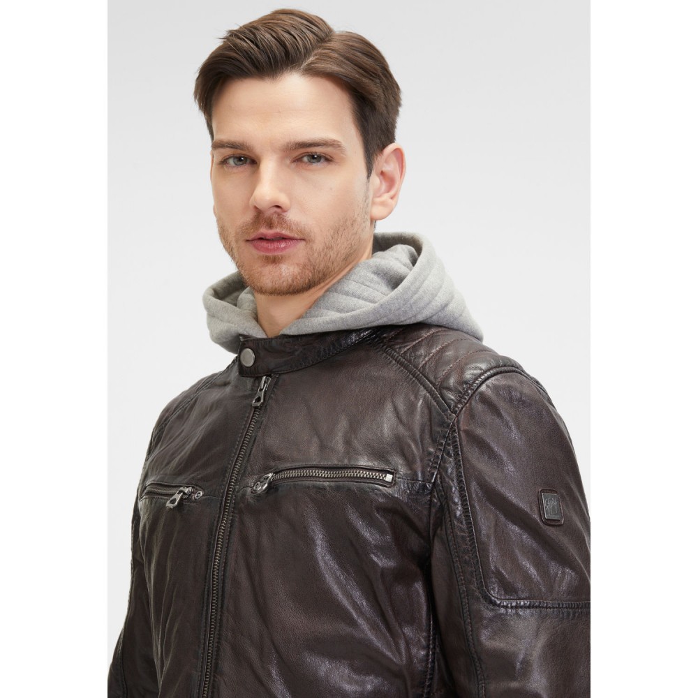 Geaca de Piele Barbati Mauritius Castanie GMRayco Geaca de Piele Barbati Mauritius Castanie GMRayco - readytowear.ro