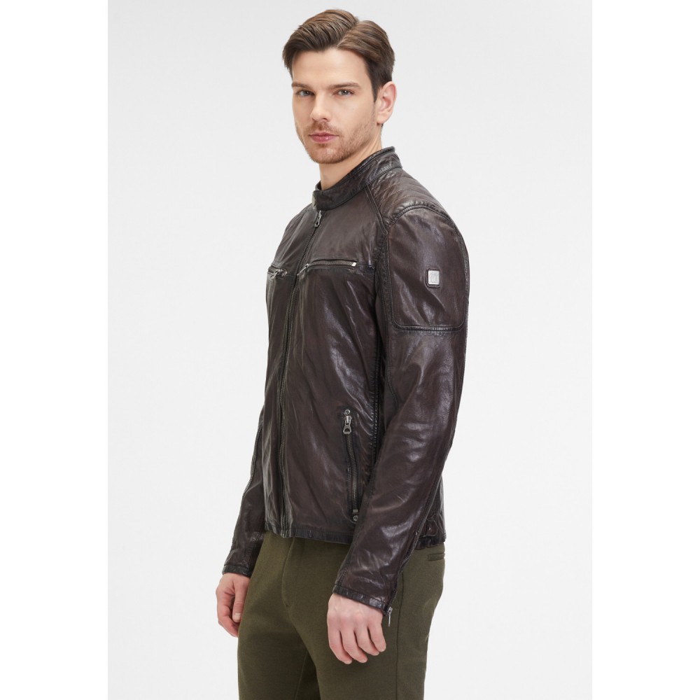 Geaca de Piele Barbati Mauritius Castanie GMRayco Geaca de Piele Barbati Mauritius Castanie GMRayco - readytowear.ro